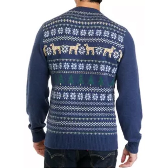 Crown & Ivy Men's Hound Christmas Tree Fairisle Crew Neck Sweater sz XL Holiday - Picture 7 of 12